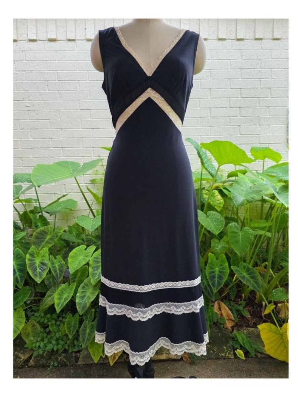 Express Black Lace Trim Midi Dress  Coquette Balletcore Romantic Goth Y2K